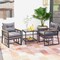 5 Piece Black Rattan Outdoor Patio Set with Grey Cushions and Coffee Table